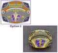 Kansas State University College of Veterinary Medicine belt buckle with decorative elements on a white background