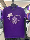 A purple Class of 2025 Graduation T-Shirt with a graphic design of a graduation cap and a stethoscope forming a heart shape with the CVM seal in the center. 