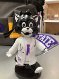 A customized Labcoat Willie Bobble Head wearing a white lab coat with a 'STATE' flag element, seated on a bobblehead base.