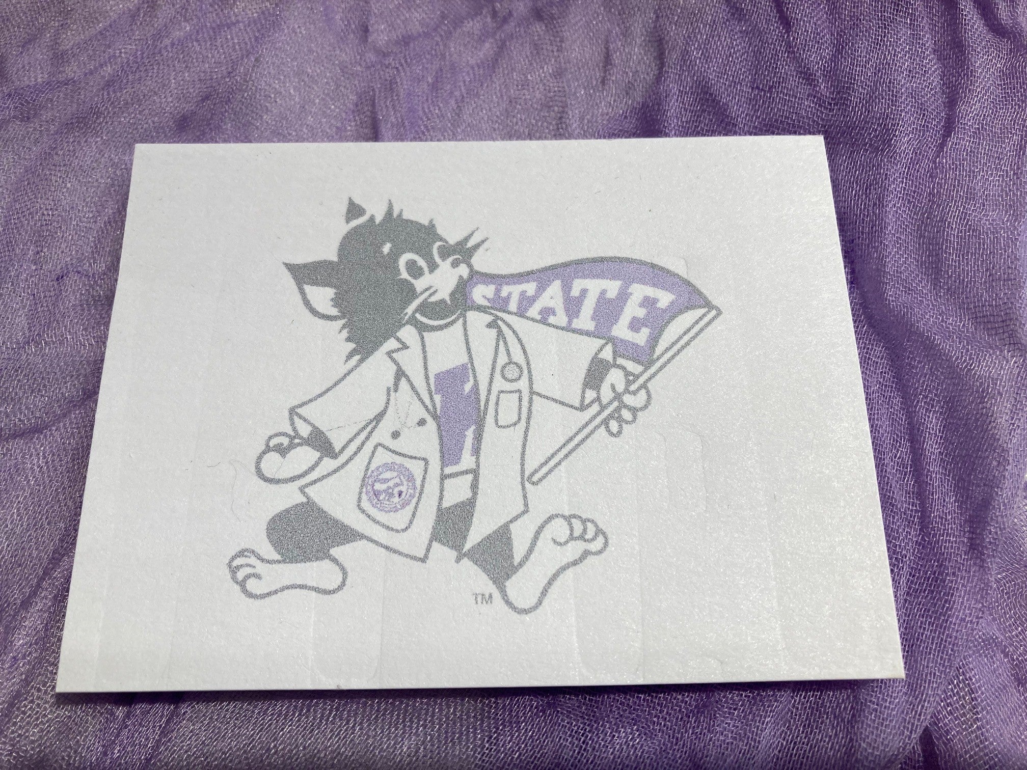 A customized sticky note pad with an illustration of Labcoat Willie. 
