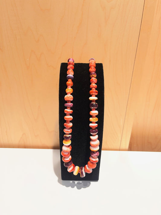 Graduated Spiny Oyster Bead Necklace