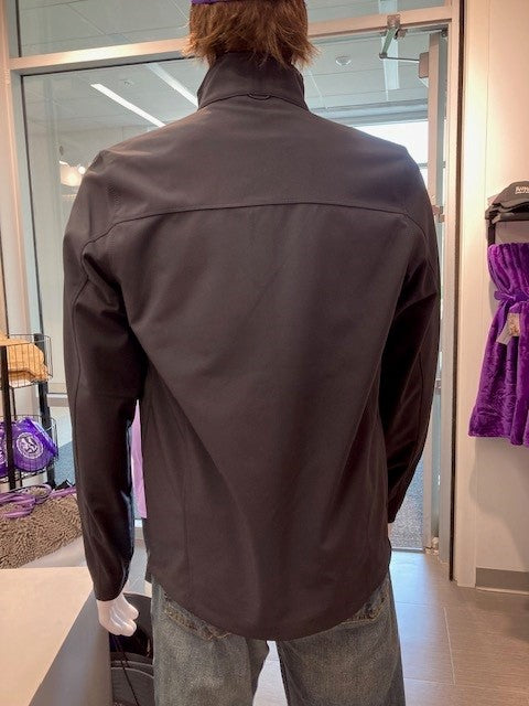 A rear view of the black Port Authority Men's short sleeve jacket. 