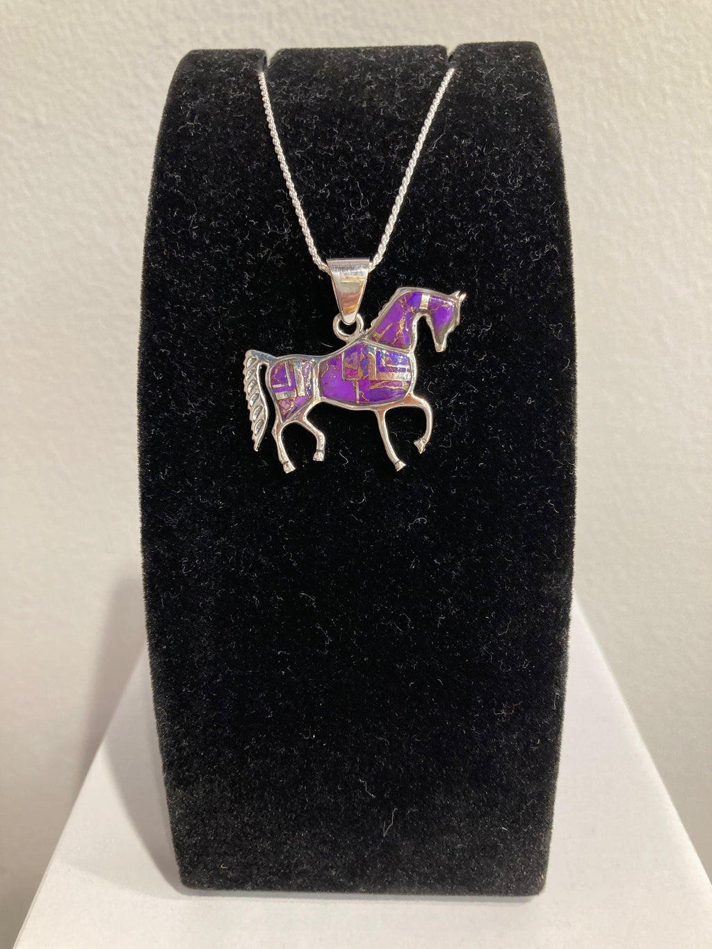 Purple Turquoise Sterling Silver Horse Necklace