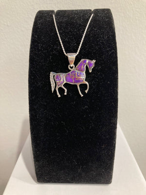 Purple Turquoise Sterling Silver Horse Necklace