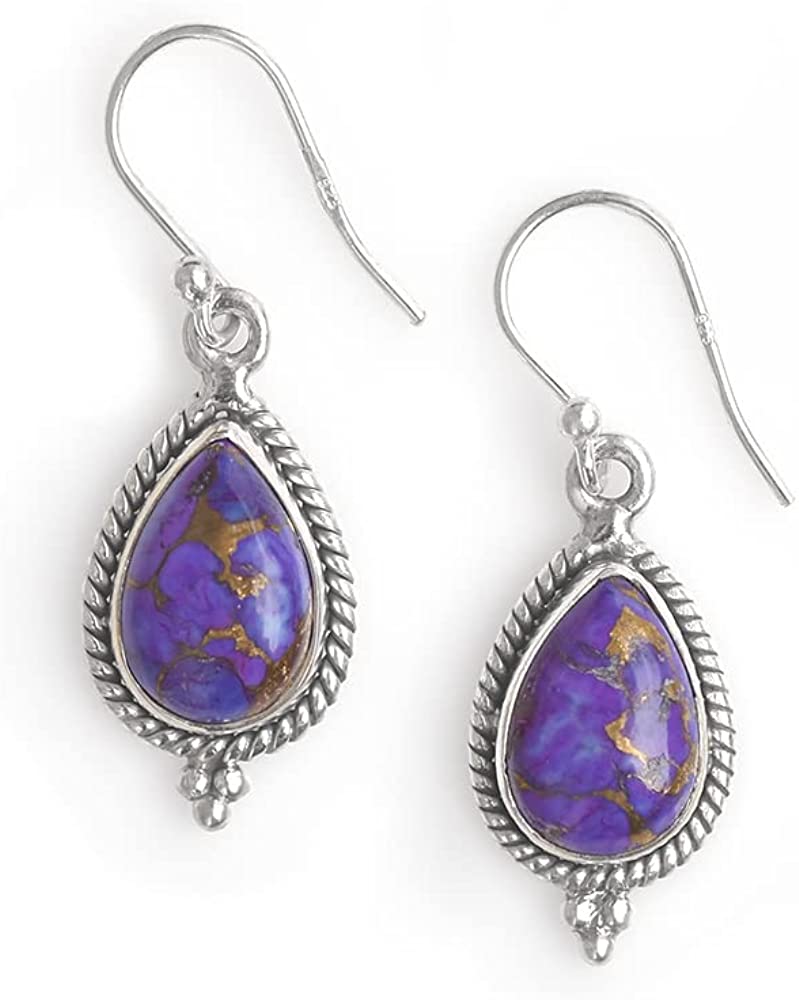 Purple Turquoise Sterling Silver Earrings