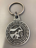 An image a 1 3/8" diameter Antique style silver keychain customized with the College of Veterinary Medicine seal.