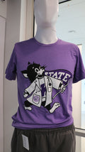 A heather purple t-shirt with LabCoat WIllie printed on the front.