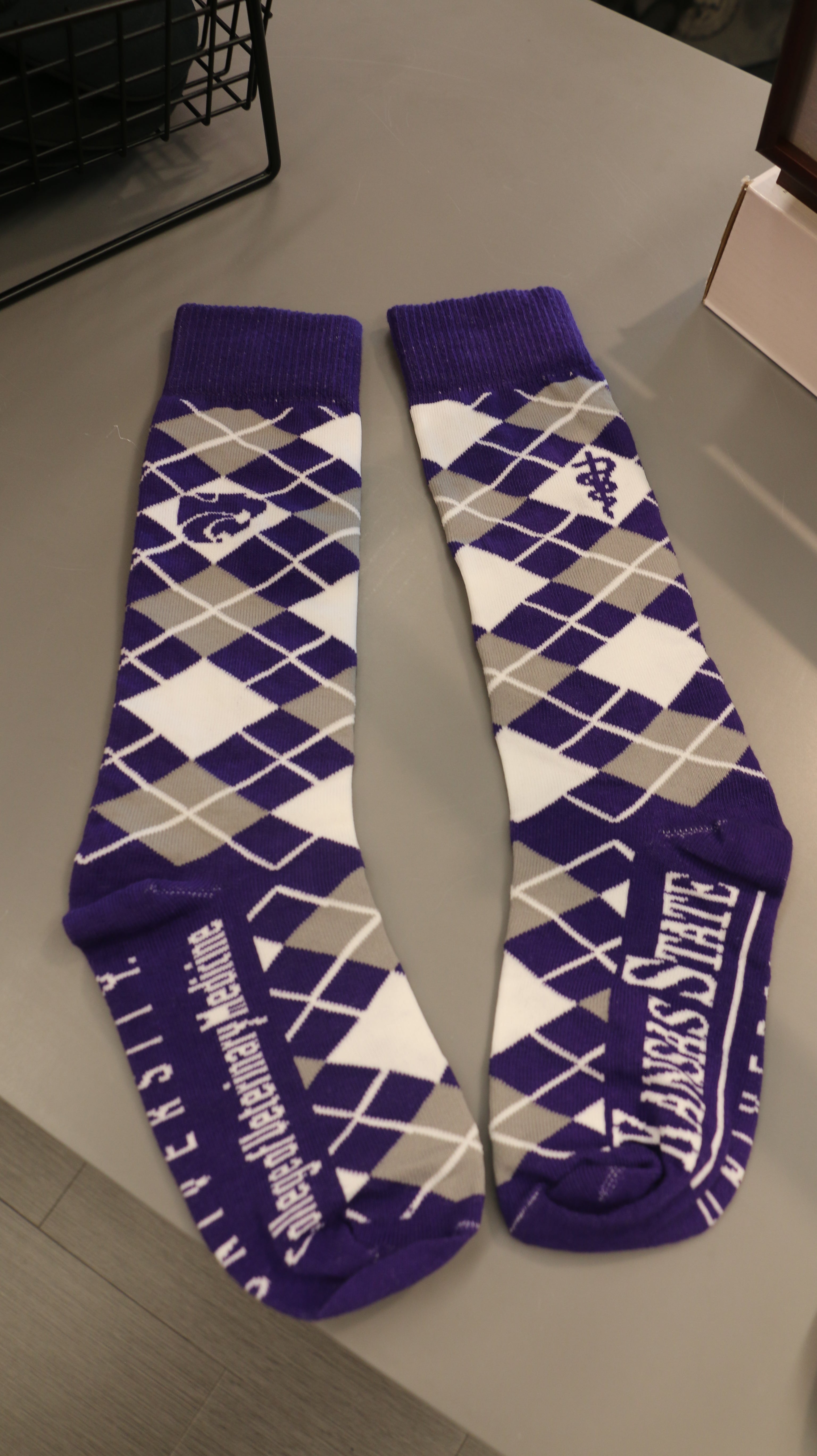 Purple, white and gray patterned Dress Socks