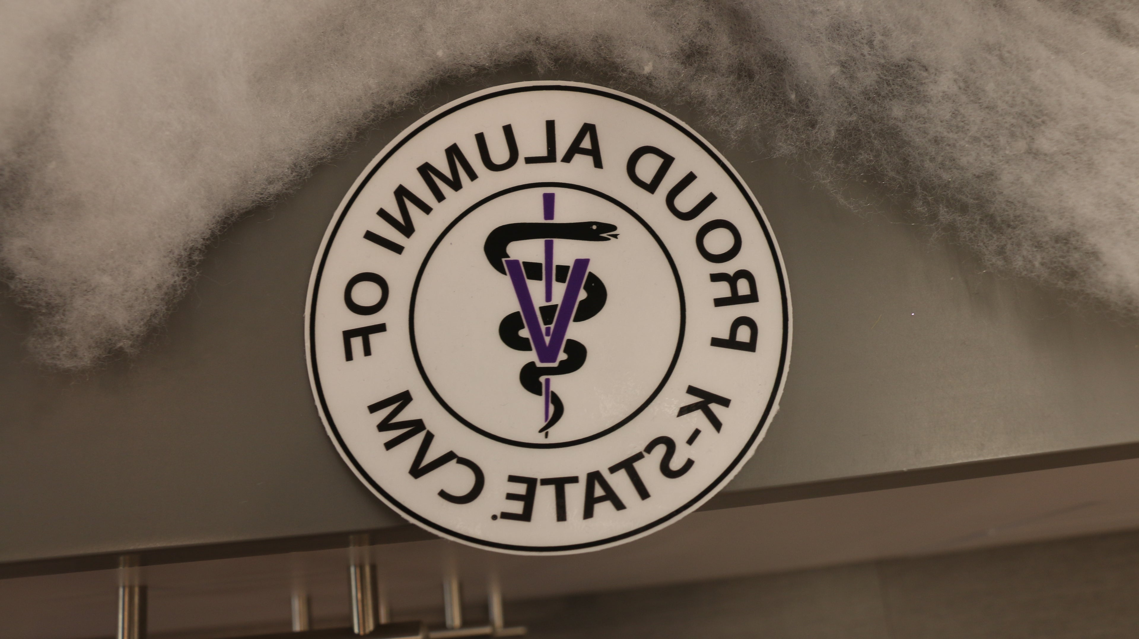 Proud Alumni Window Cling with a clear background and black lettering. 