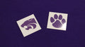 Temporary PowerCat and Paw purple tattoos. 